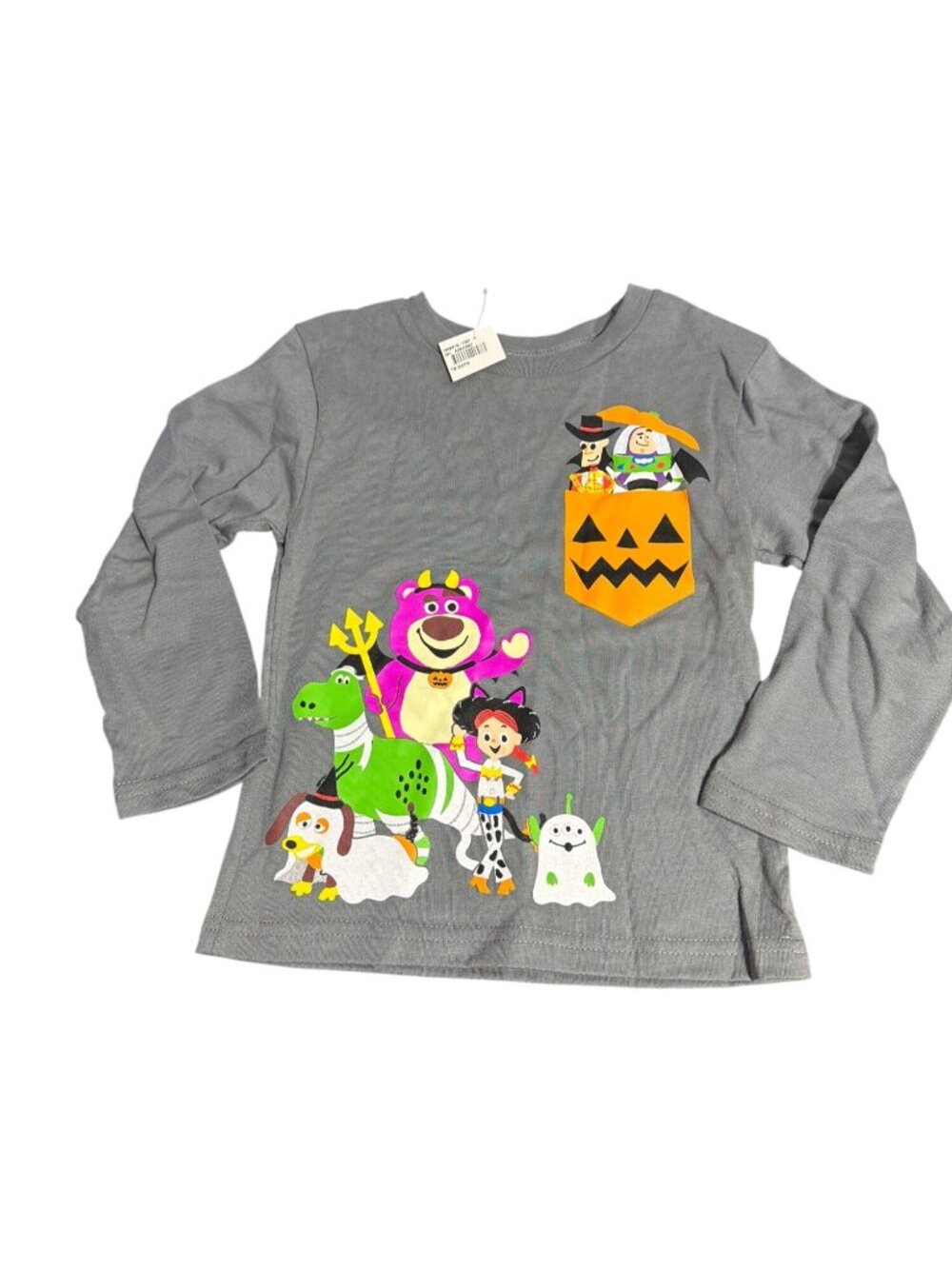 Disney Pixar Toy Story Halloween Graphic Long Sleeve Gray Buzz Woody Sz 4T NWT